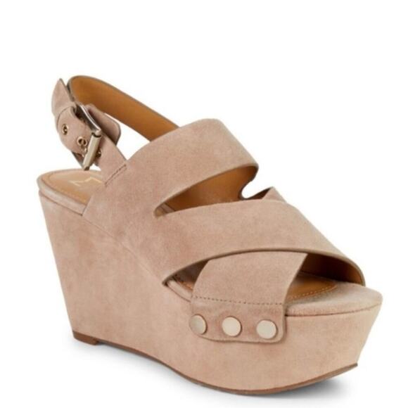 Marc Fisher Shoes - Marc Fisher Bianka Taupe Suede Platform Wedges Size 8